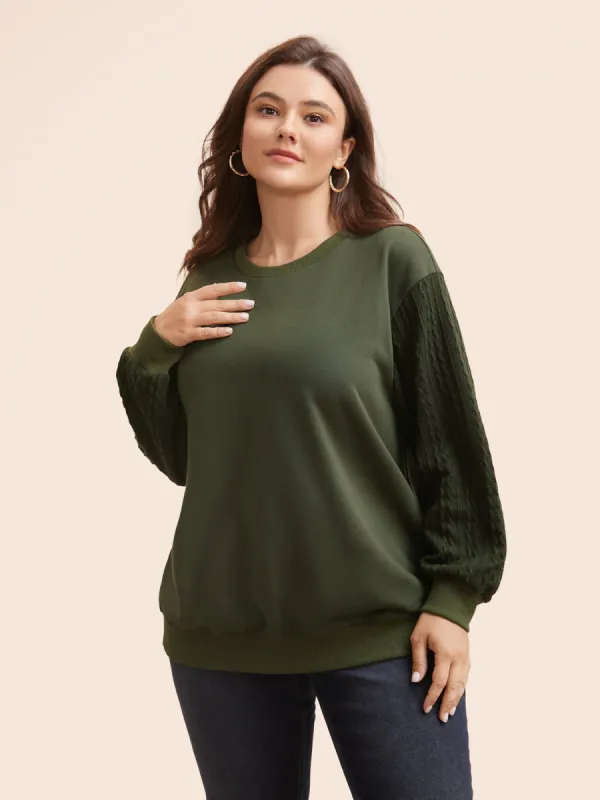 Texture Patchwork Drop Shoulder Sleeve Sweatshirt sold by Bloomchic
