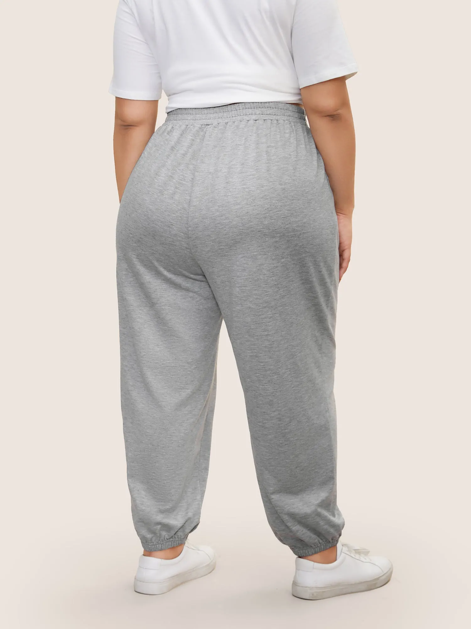 Solid Letter Print Elastic Waist Carrot Pants sold by Bloomchic product image thumbnail 3
