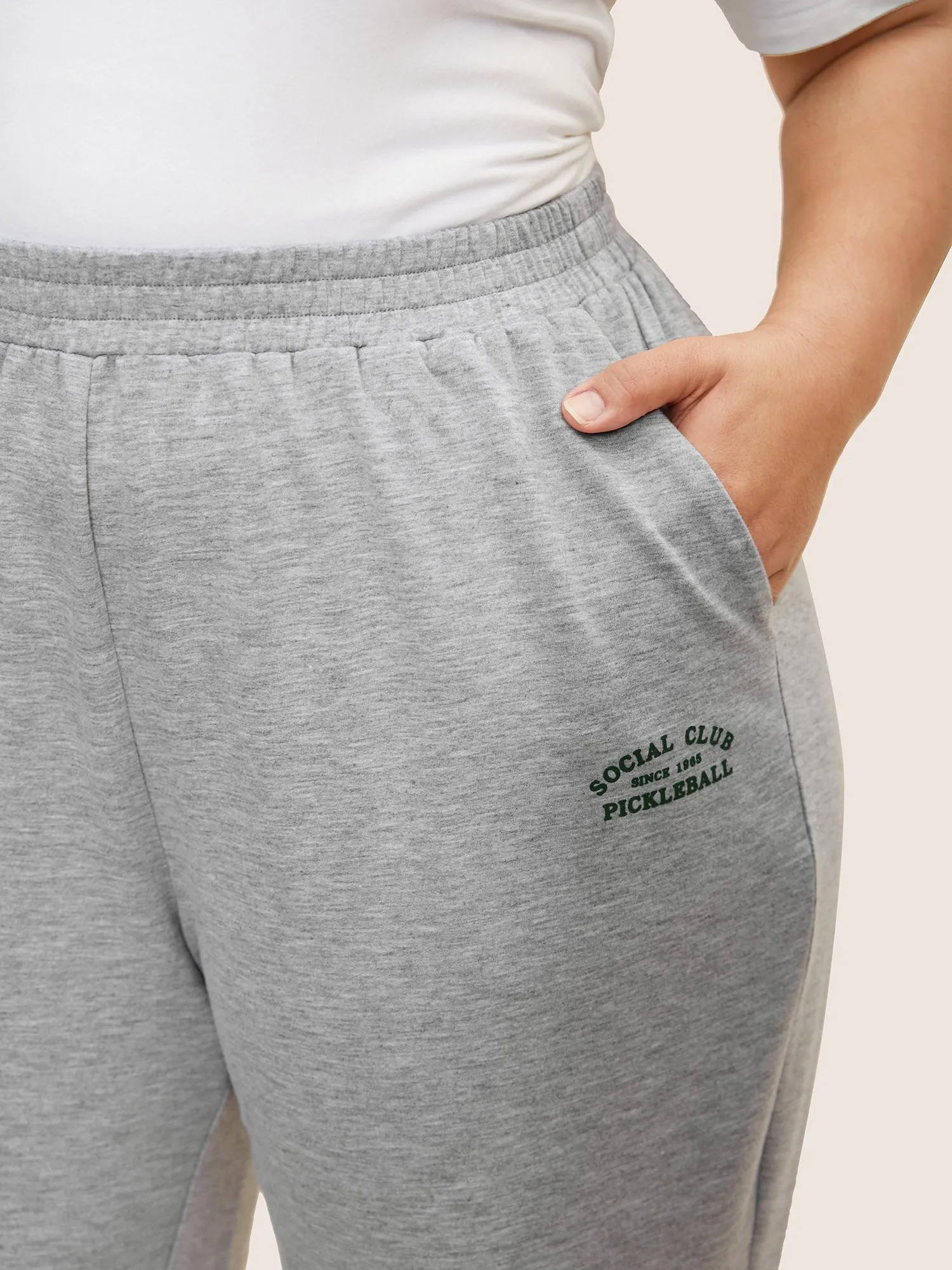 Solid Letter Print Elastic Waist Carrot Pants sold by Bloomchic product image thumbnail 2