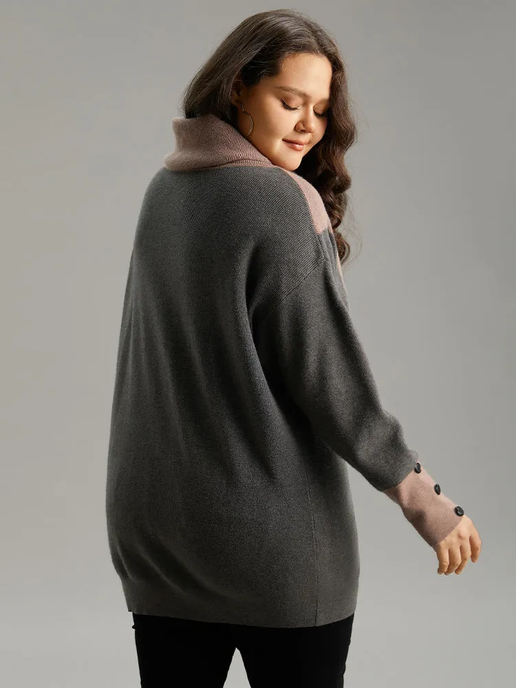 Supersoft Essentials Turtleneck Contrast Button Detail Pullover sold by Bloomchic product image thumbnail 3