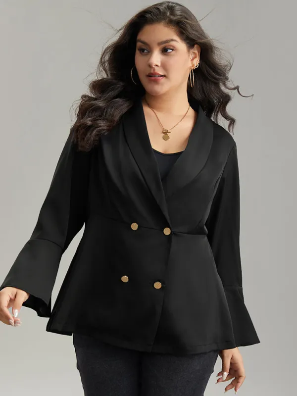 Plain Ruffles Button Up Blazer sold by Bloomchic