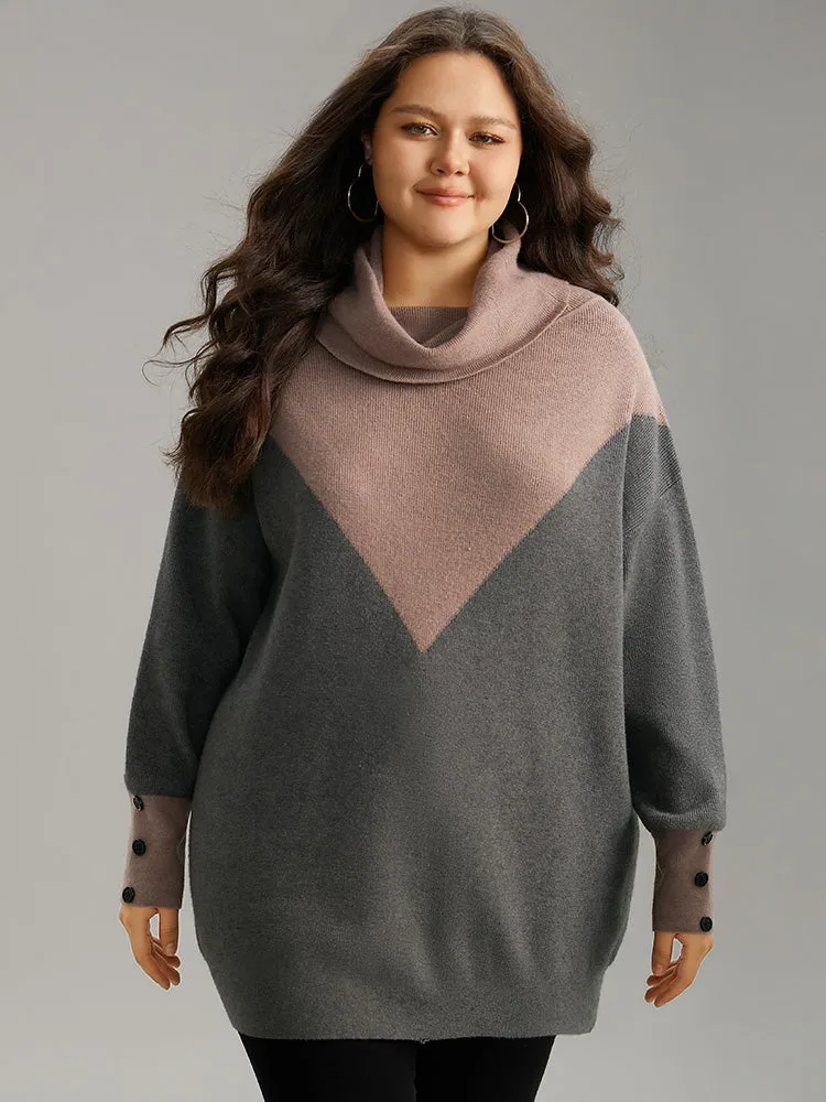 Supersoft Essentials Turtleneck Contrast Button Detail Pullover sold by Bloomchic product image thumbnail 2