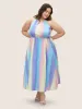 Ombre Contrast Halter Neck Maxi Dress sold by Bloomchic