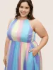 Ombre Contrast Halter Neck Maxi Dress sold by Bloomchic