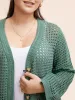 Cotton Texture Cut Out Bell Sleeve Cardigan sold by Bloomchic