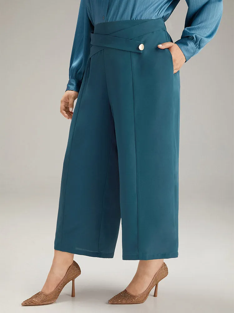Anti-Wrinkle Solid Metal Detail Drape Pants sold by Bloomchic product image thumbnail 3