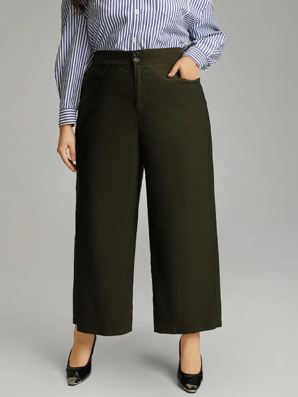 Solid Straight Leg High Rise Pants sold by Bloomchic