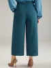 Anti-Wrinkle Solid Metal Detail Drape Pants sold by Bloomchic
