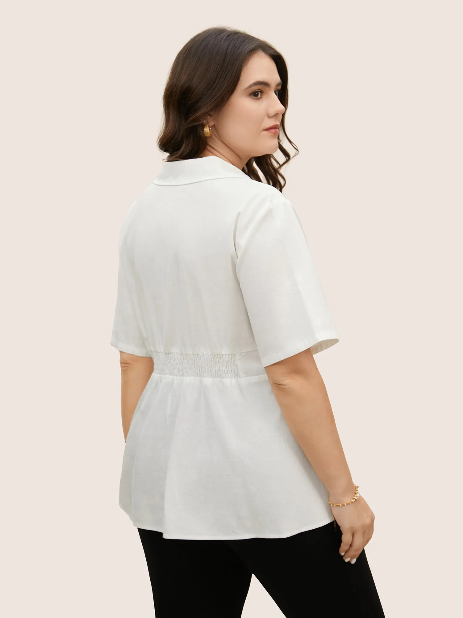 Plain Shirt Collar Waist Design Blouse sold by Bloomchic product image thumbnail 4