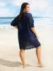 Polo Neck Geometric Cut Out Swim Cover Up sold by Bloomchic
