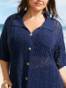 Polo Neck Geometric Cut Out Swim Cover Up sold by Bloomchic