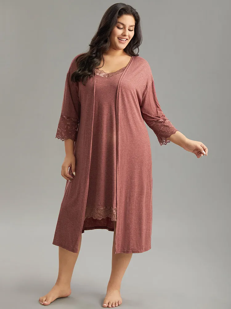 Solid Guipure Lace Pocket Open Front Loungewear sold by Bloomchic product image thumbnail 4