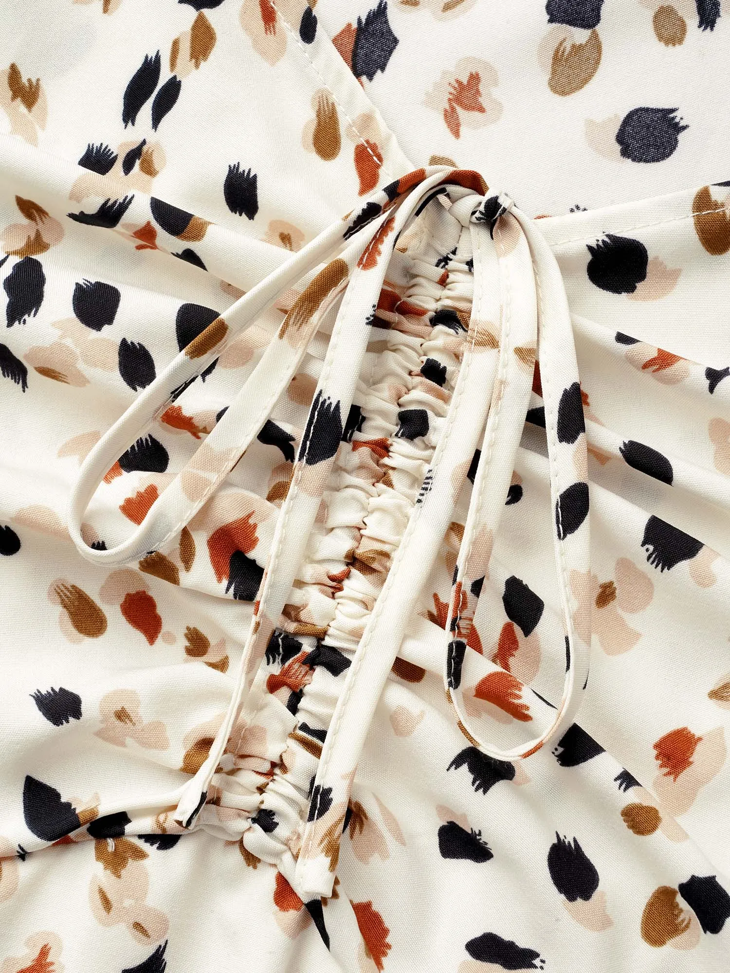 Heart Neckline Allover Print Drawstring Dress sold by Bloomchic product image thumbnail 5