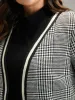 Gingham Contrast Webbing Pocket Blazer sold by Bloomchic