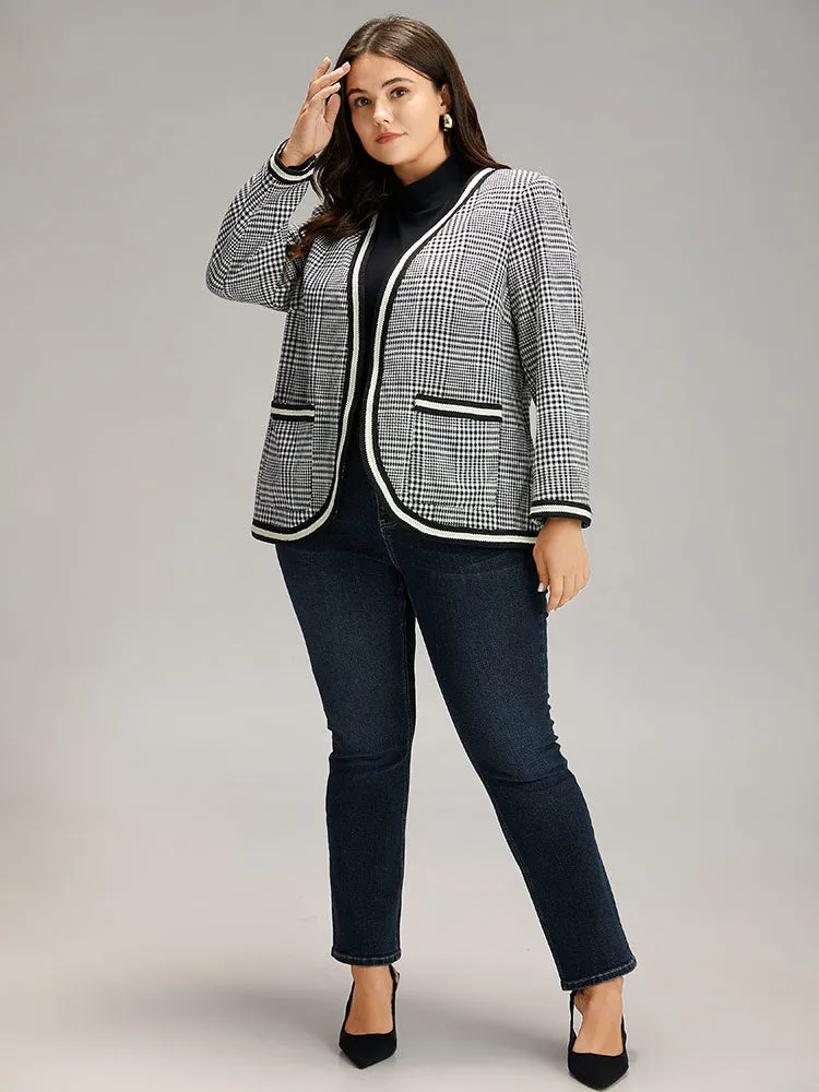 Gingham Contrast Webbing Pocket Blazer sold by Bloomchic product image thumbnail 3