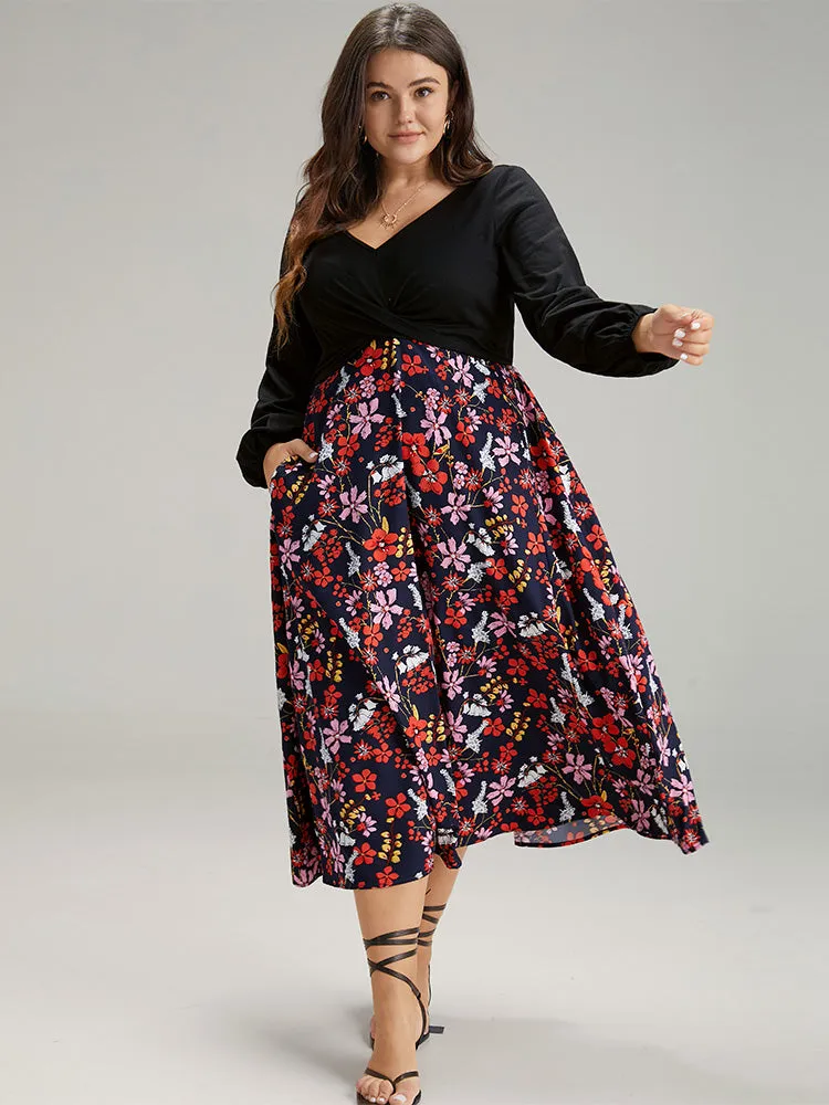 Floral Patchwork Crossover Pocket Dress sold by Bloomchic product image thumbnail 4