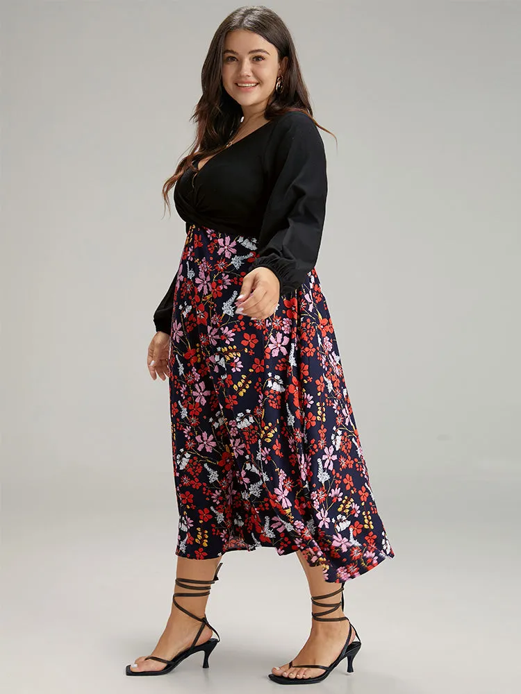 Floral Patchwork Crossover Pocket Dress sold by Bloomchic product image thumbnail 2