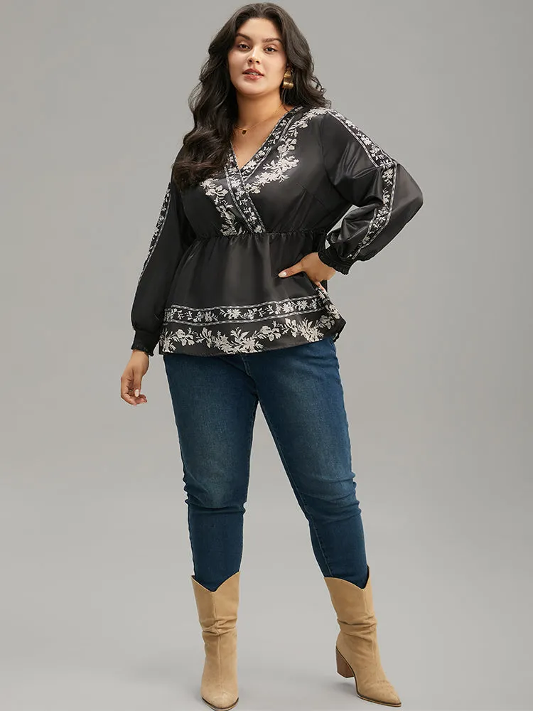 Boho Print Shirred Lantern Sleeve Blouse sold by Bloomchic product image thumbnail 4