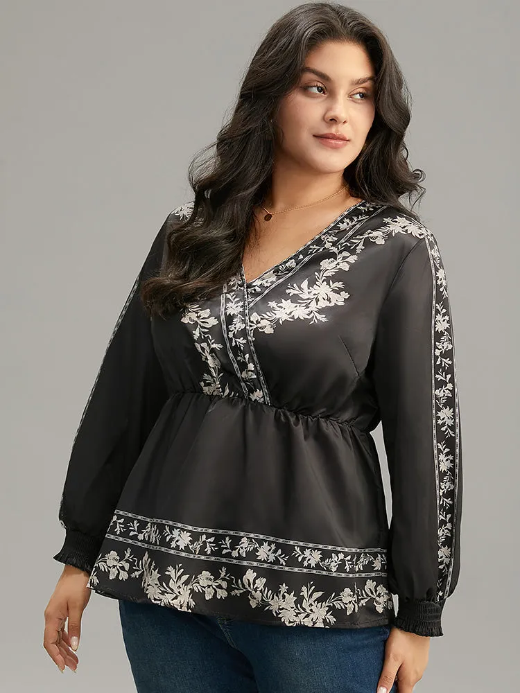 Boho Print Shirred Lantern Sleeve Blouse sold by Bloomchic product image thumbnail 5