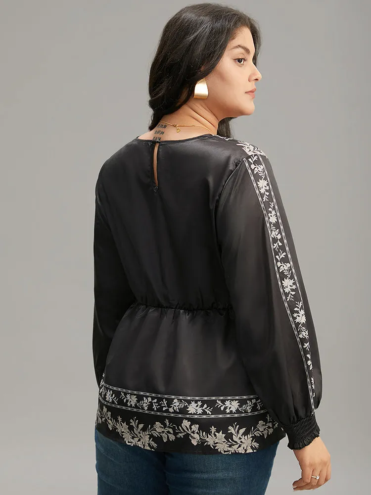 Boho Print Shirred Lantern Sleeve Blouse sold by Bloomchic product image thumbnail 2