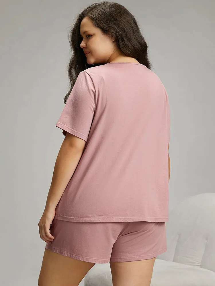 Solid Cotton Notched Sleep Top sold by Bloomchic product image thumbnail 2