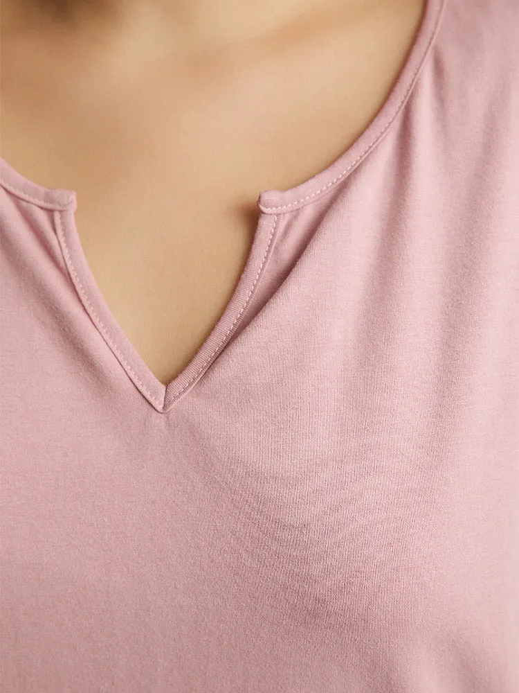 Solid Cotton Notched Sleep Top sold by Bloomchic product image thumbnail 5