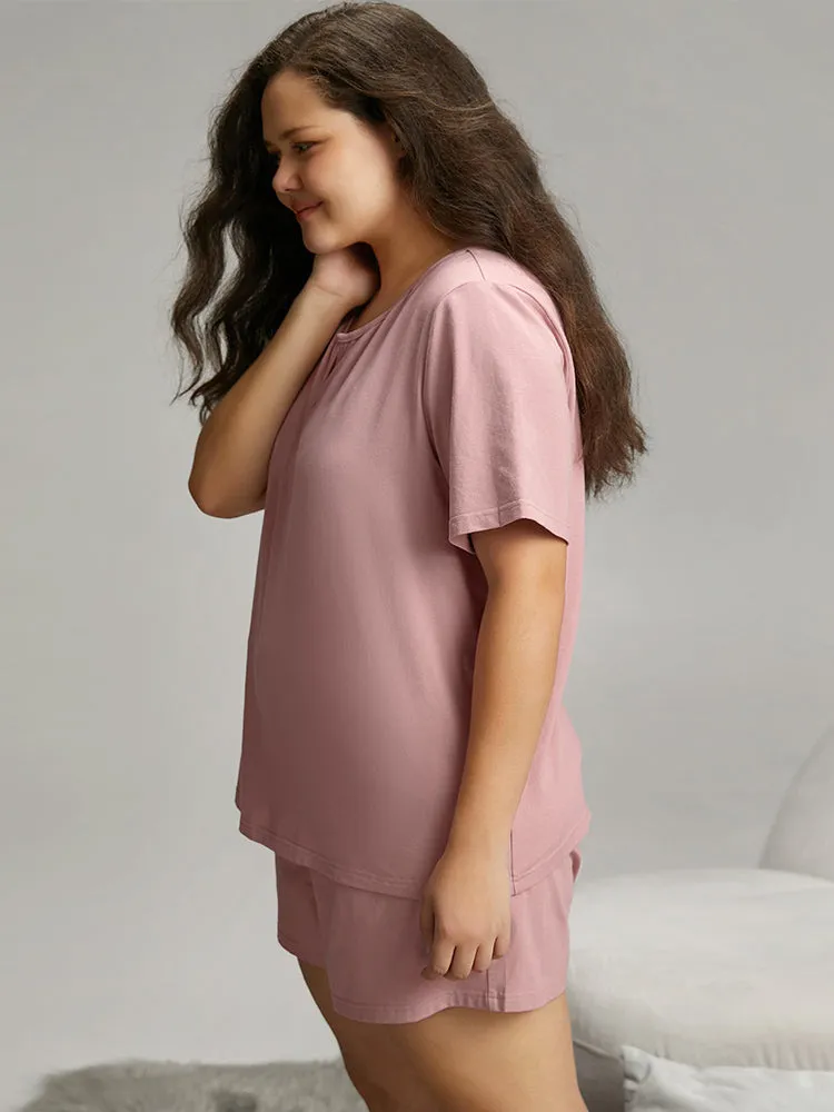 Solid Cotton Notched Sleep Top sold by Bloomchic product image thumbnail 3