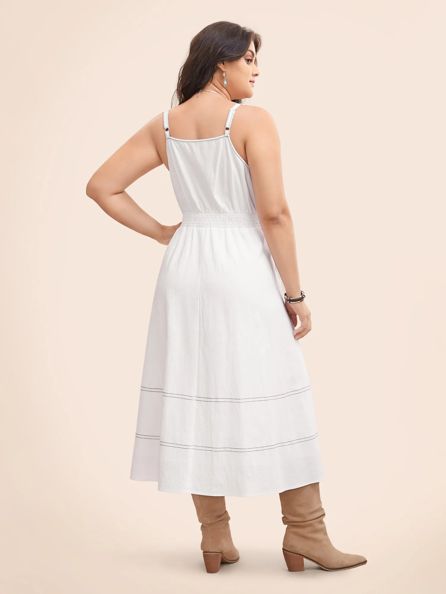 Hollow Front Button Detail Flare Maxi Dress sold by Bloomchic product image thumbnail 3