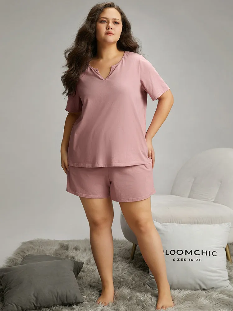 Solid Cotton Notched Sleep Top sold by Bloomchic product image thumbnail 4