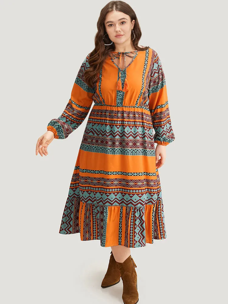 Boho Print Tassel Tie Neck Dress sold by Bloomchic product image thumbnail 4