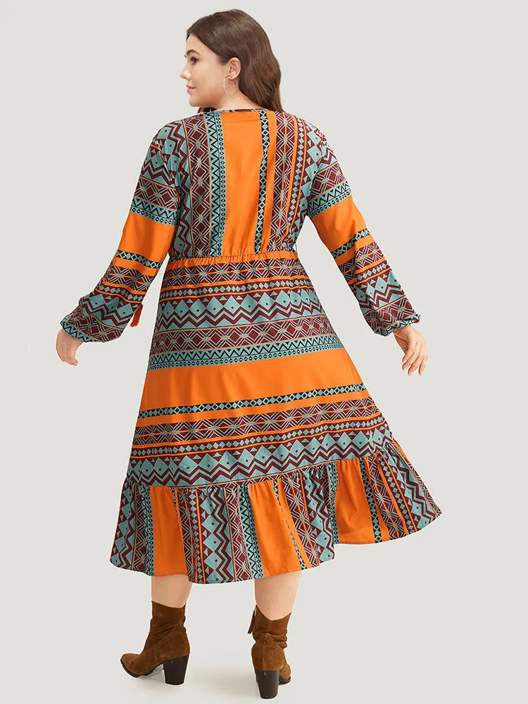 Boho Print Tassel Tie Neck Dress sold by Bloomchic product image thumbnail 3