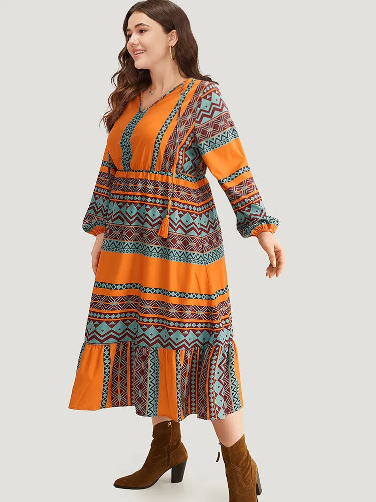 Boho Print Tassel Tie Neck Dress sold by Bloomchic product image thumbnail 5