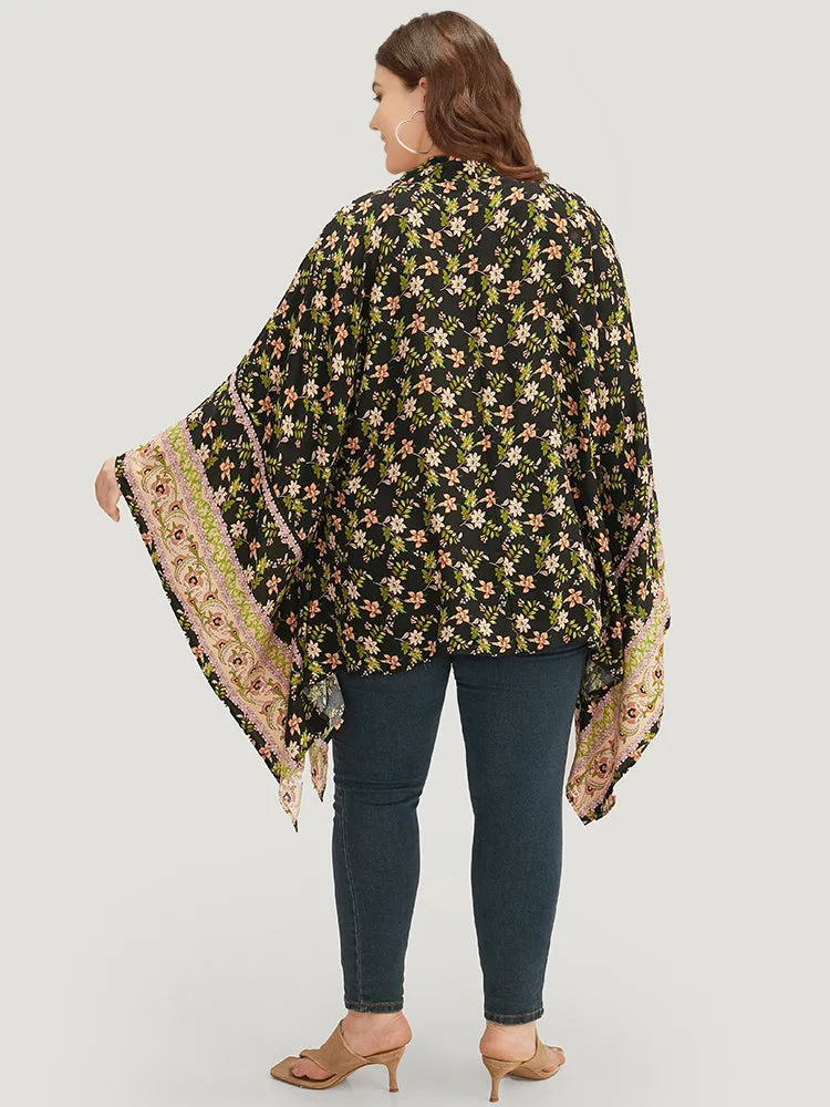 Floral Print Bowknot Front Batwing Sleeve Kimono sold by Bloomchic product image thumbnail 2