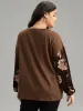 Velvet Floral Print Patchwork Contrast Sweatshirt sold by Bloomchic