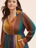 Colorblock Contrast Shirt Collar Drawstring Dress sold by Bloomchic