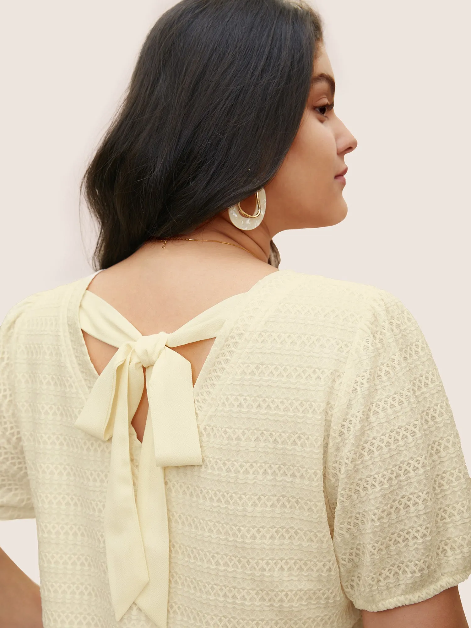 Plain Textured Back Ties T-shirt sold by Bloomchic product image thumbnail 4