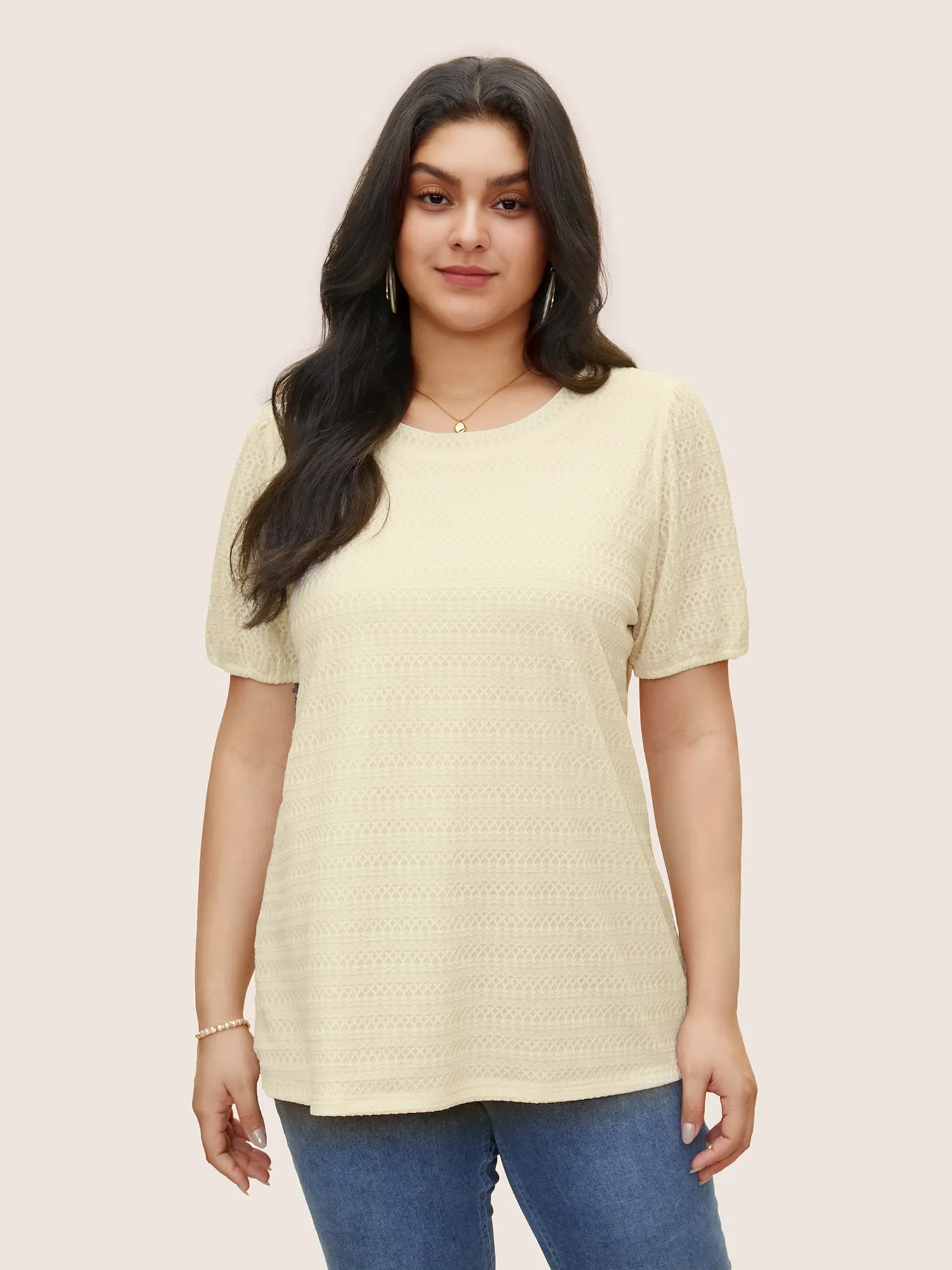 Plain Textured Back Ties T-shirt sold by Bloomchic
