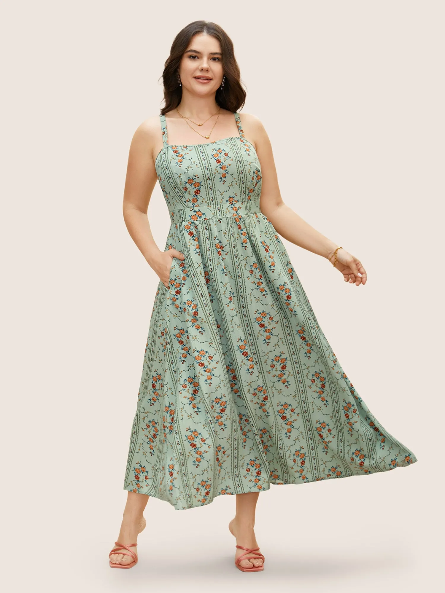 Boho Print Square Neck Maxi Cami Dress sold by Bloomchic product image thumbnail 2