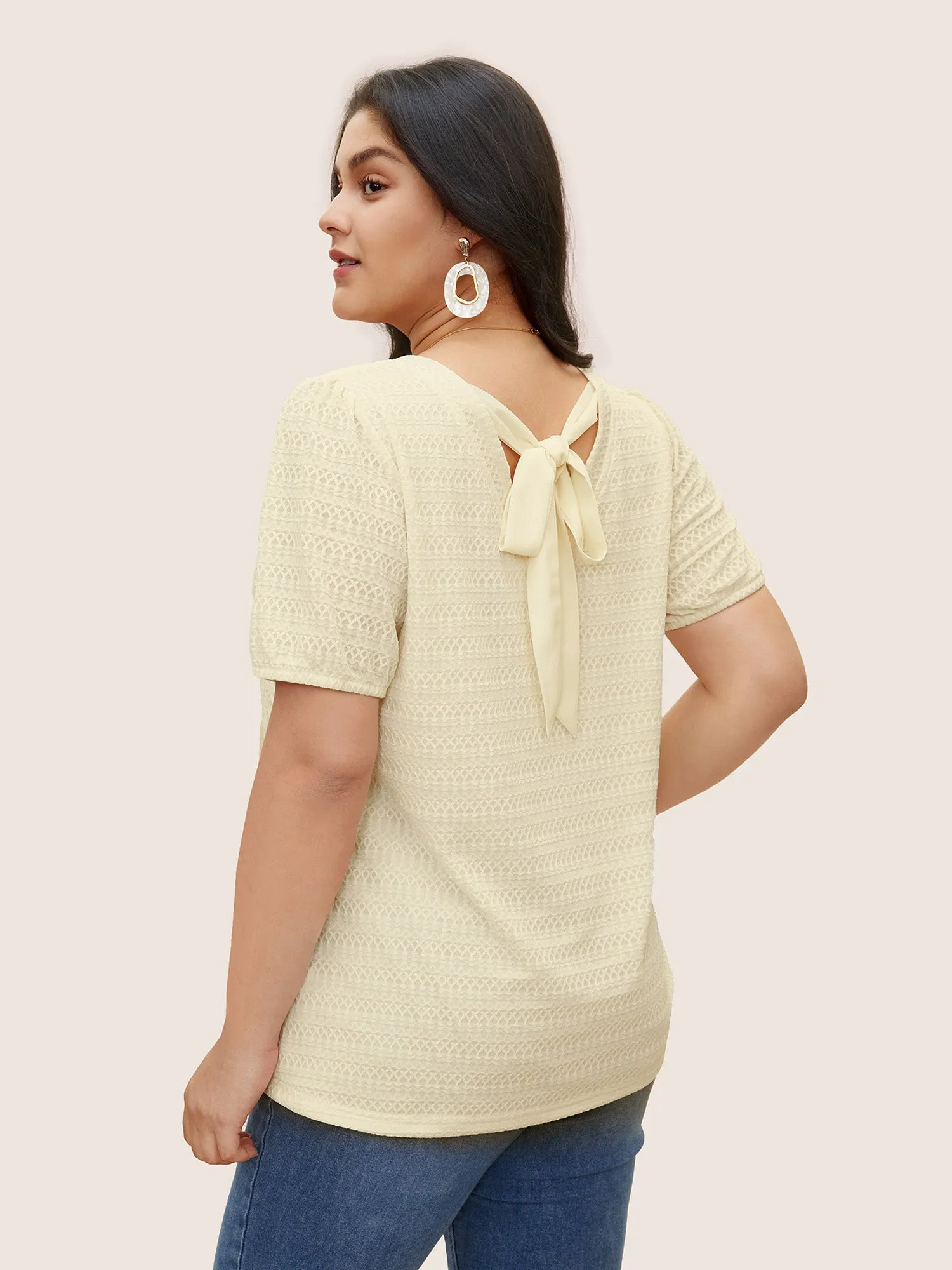Plain Textured Back Ties T-shirt sold by Bloomchic product image thumbnail 2