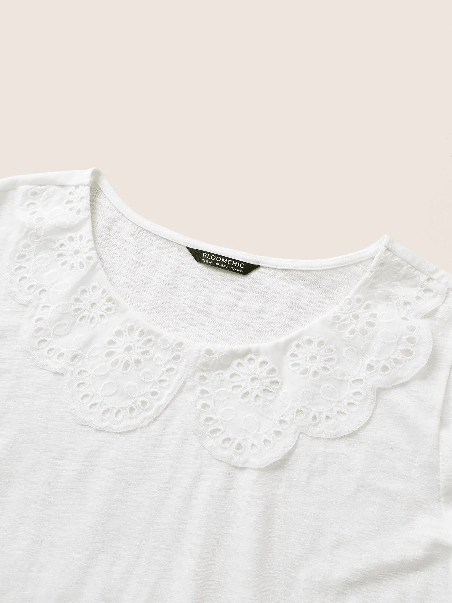 Solid Broderie Anglaise Peter Pan Collar T-shirt sold by Bloomchic product image thumbnail 5