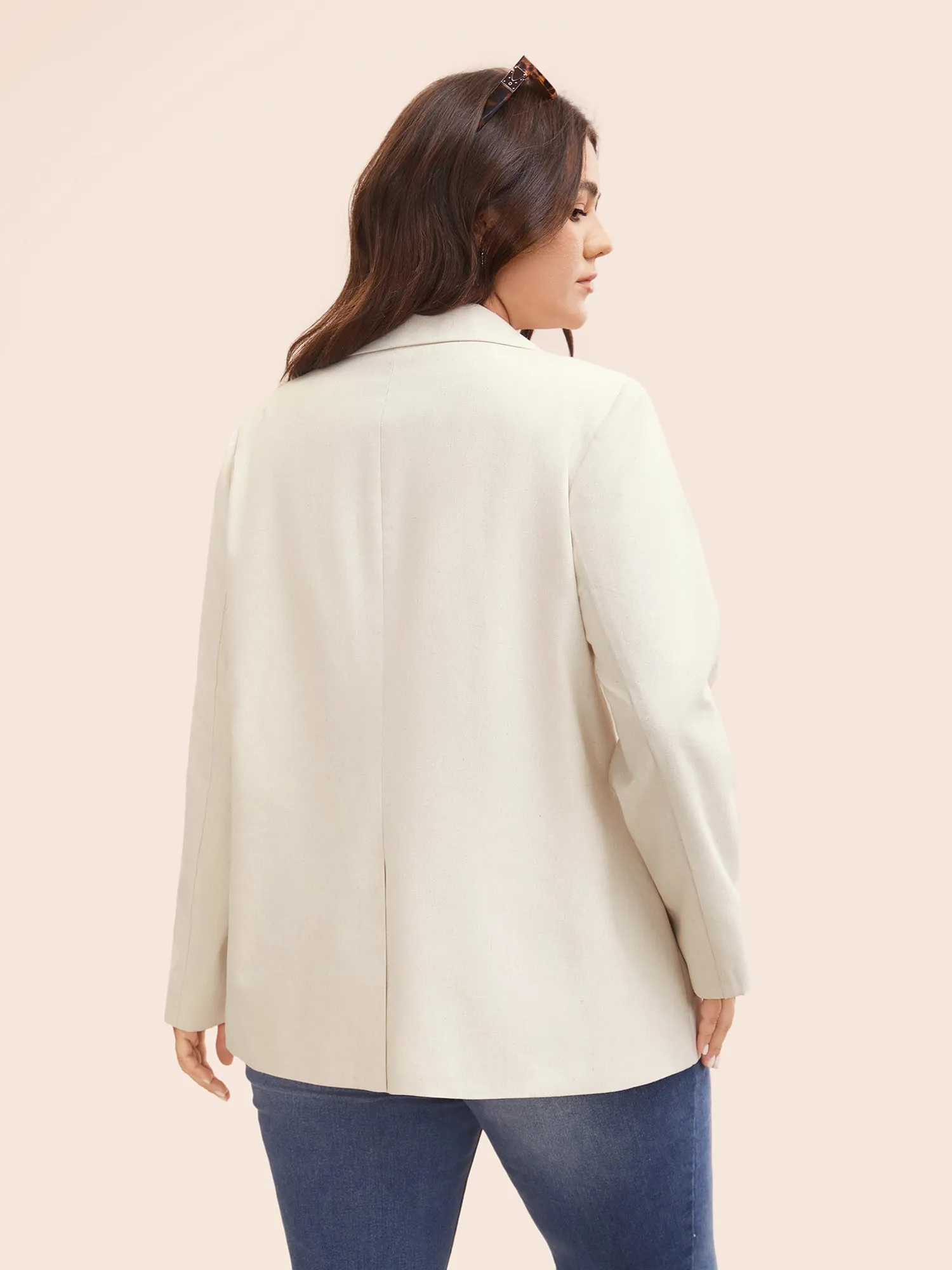 Suit Collar Flap Detail Cotton Linen Blazer sold by Bloomchic product image thumbnail 5