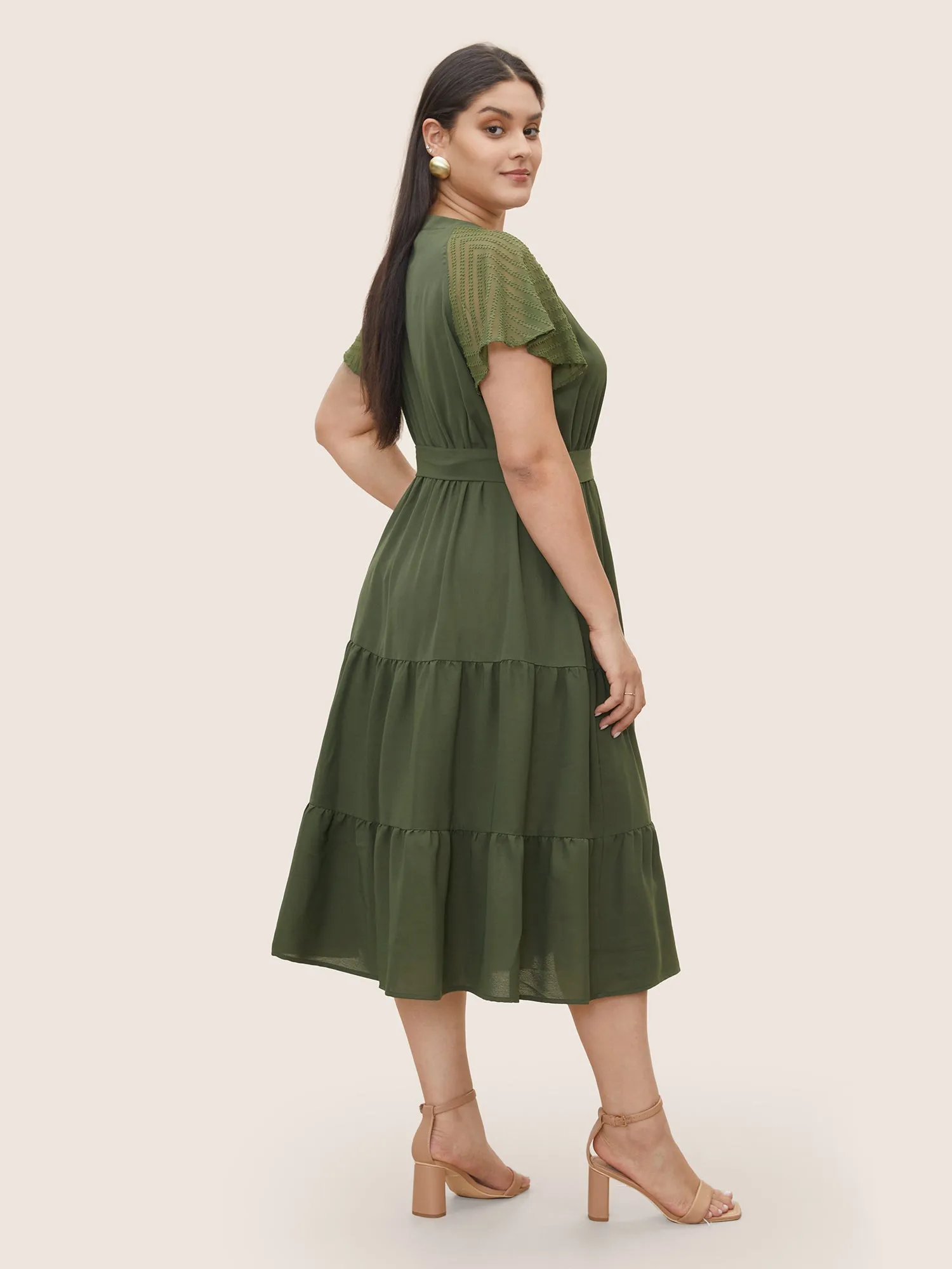 Texture Patchwork See Through Raglan Sleeve Dress sold by Bloomchic product image thumbnail 3