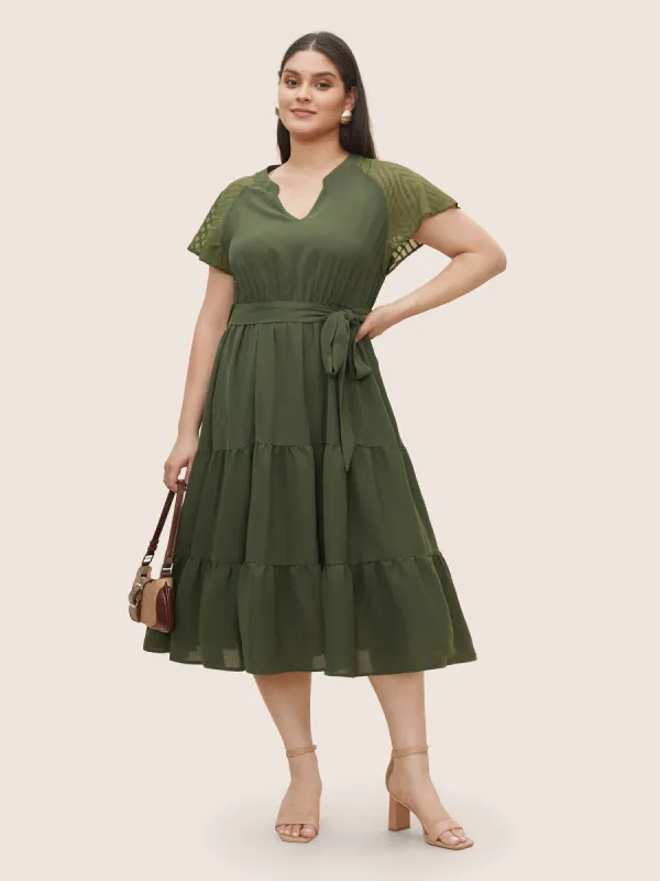 Texture Patchwork See Through Raglan Sleeve Dress sold by Bloomchic