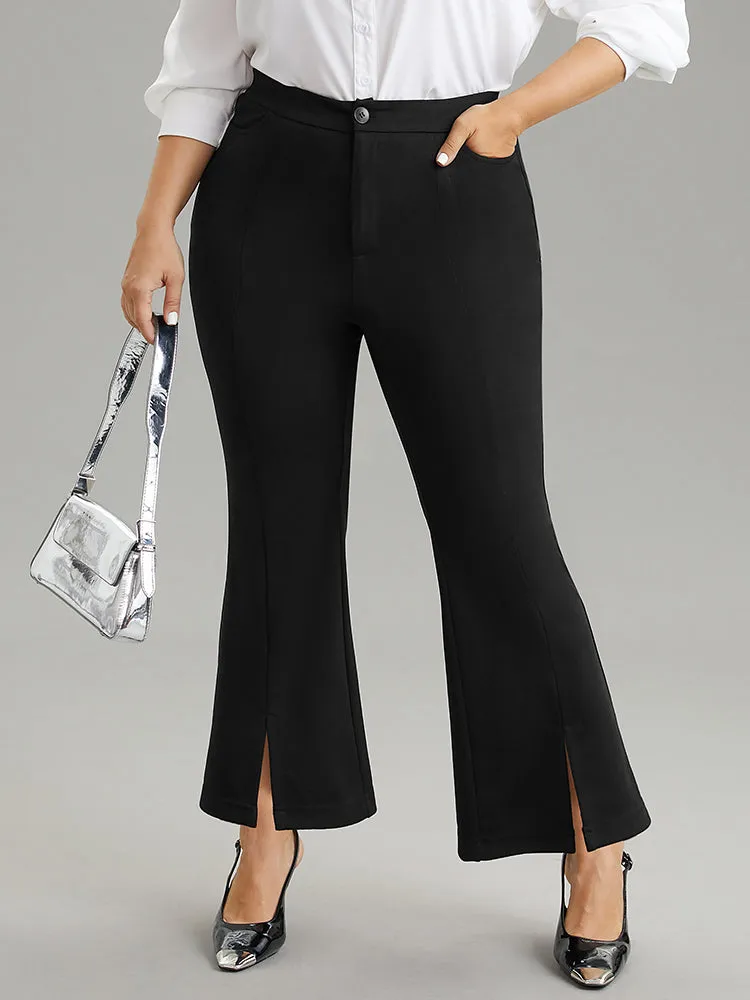 Plain Flare Leg Pocket Split Hem Pants sold by Bloomchic product image thumbnail 2
