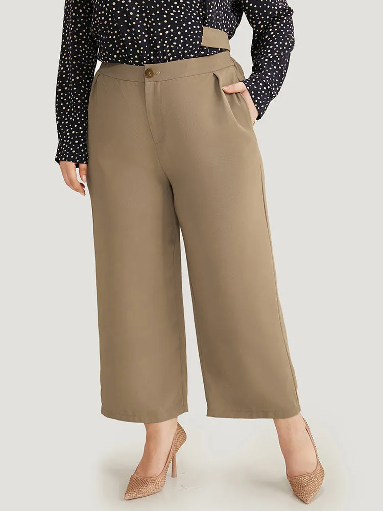 Solid Plicated Detail Woven Pants sold by Bloomchic