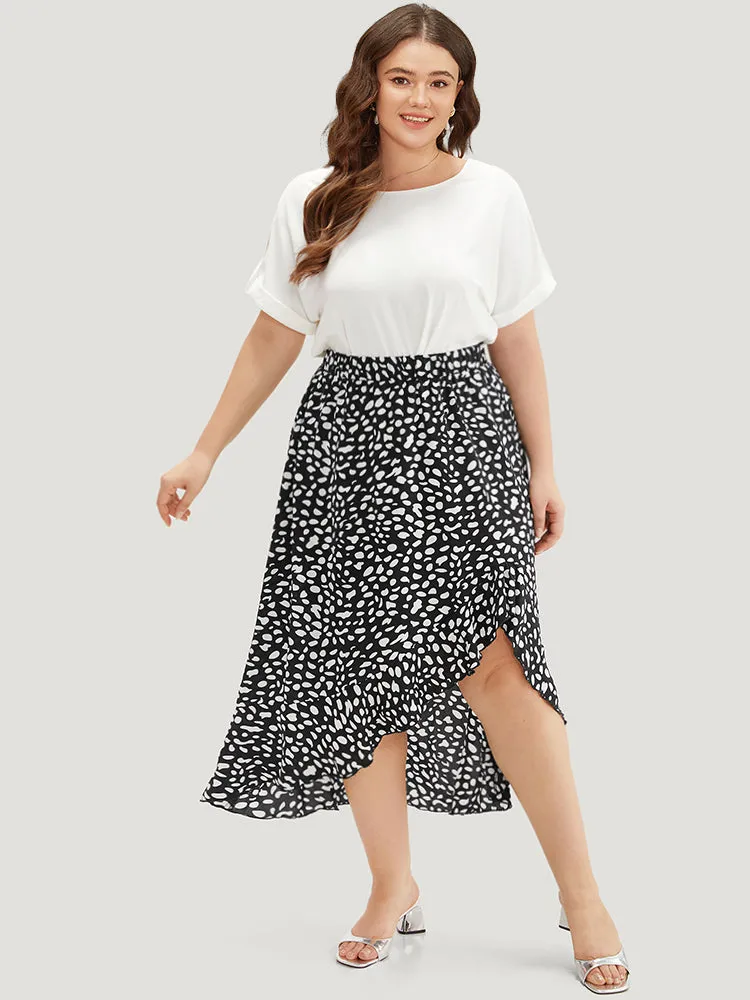 Leopard Elastic Waist Ruffles Asymmetrical Hem Skirt sold by Bloomchic product image thumbnail 3
