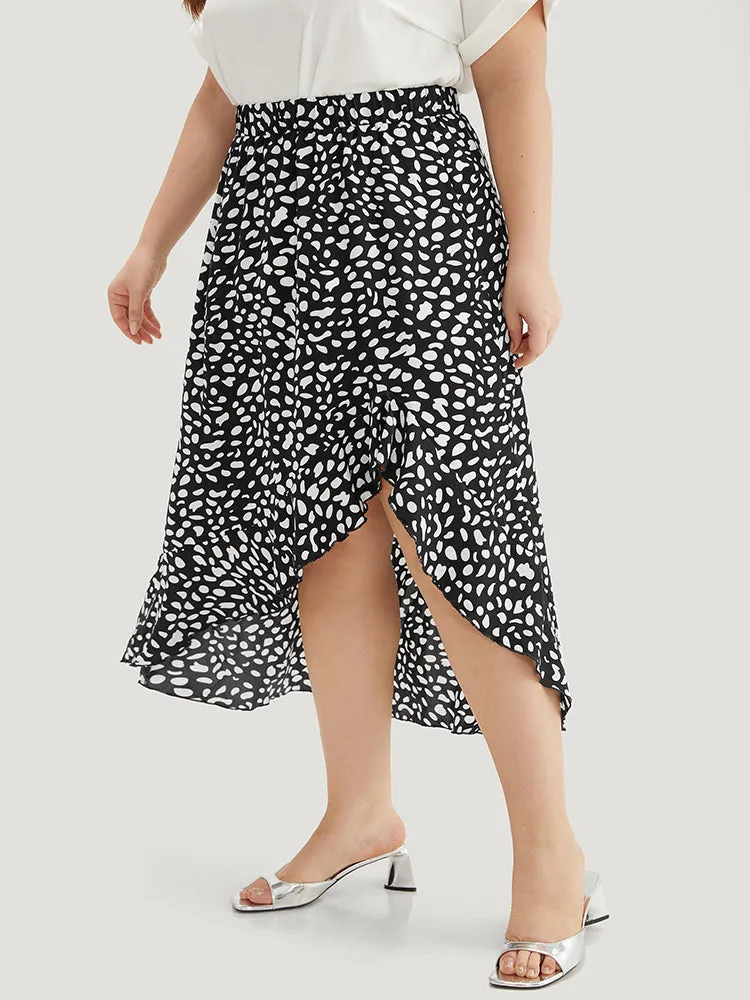 Leopard Elastic Waist Ruffles Asymmetrical Hem Skirt sold by Bloomchic product image thumbnail 2