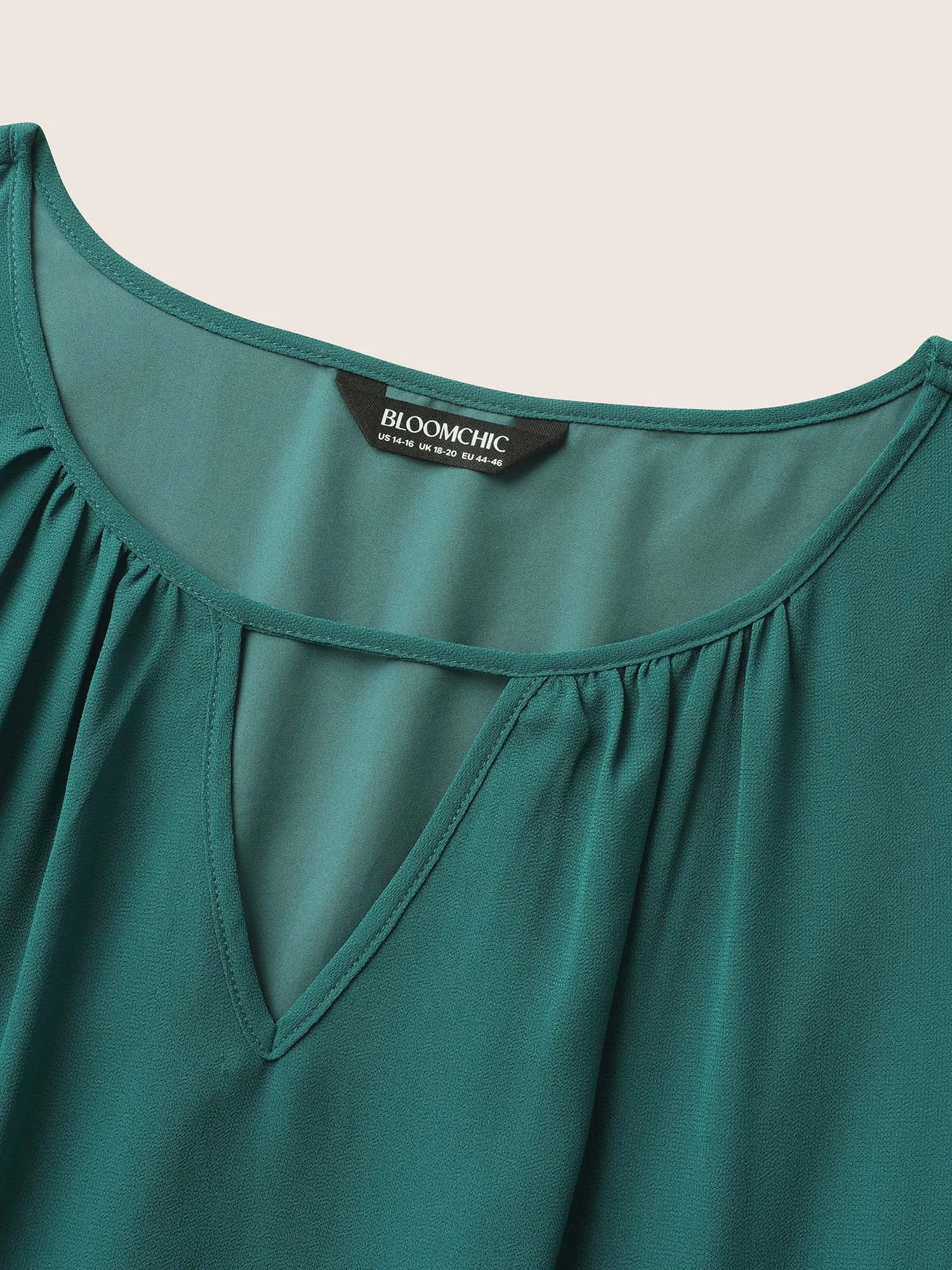 Solid Keyhole Gathered Belted Sleeveless Dress sold by Bloomchic product image thumbnail 5