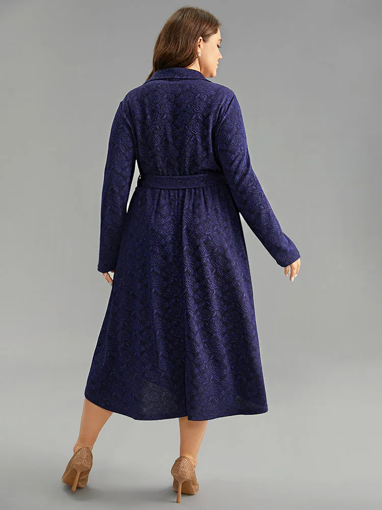 Graphic Jacquard Shirt Collar Belted Dress sold by Bloomchic product image thumbnail 3