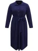 Graphic Jacquard Shirt Collar Belted Dress sold by Bloomchic